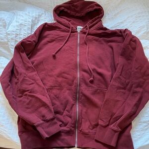 Harlow Oversized Burgundy Dark Red Zip Up Hoodie
